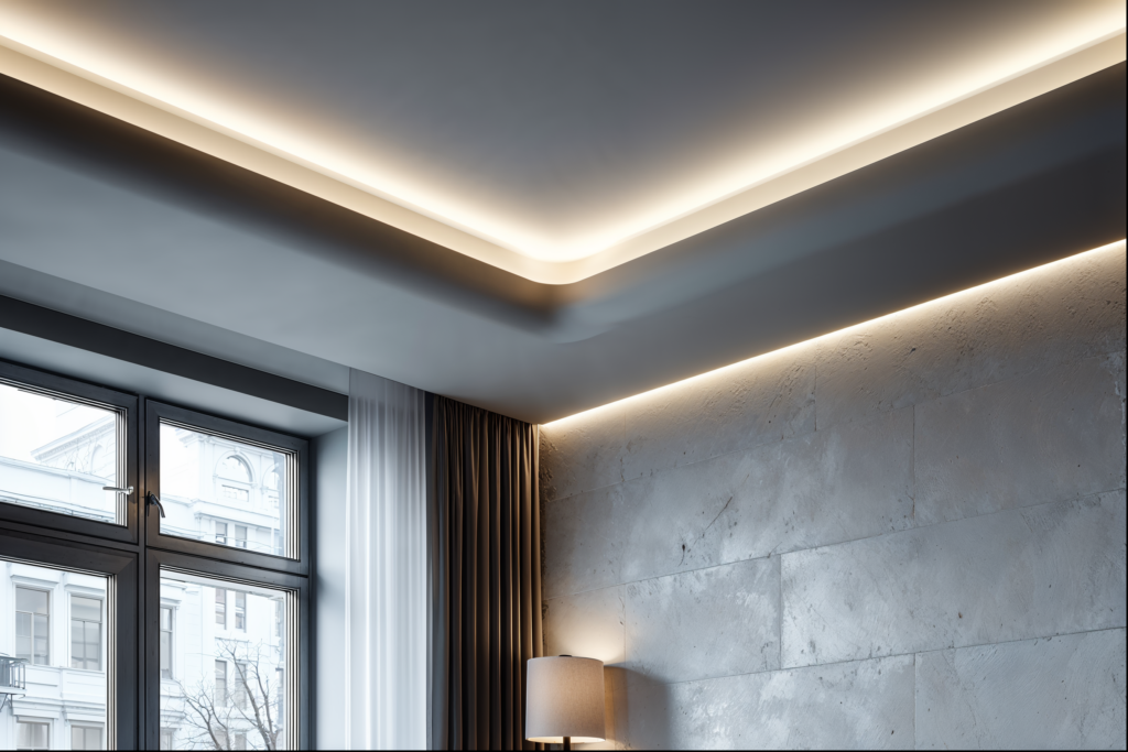 Скрытые LED профили в интерьере